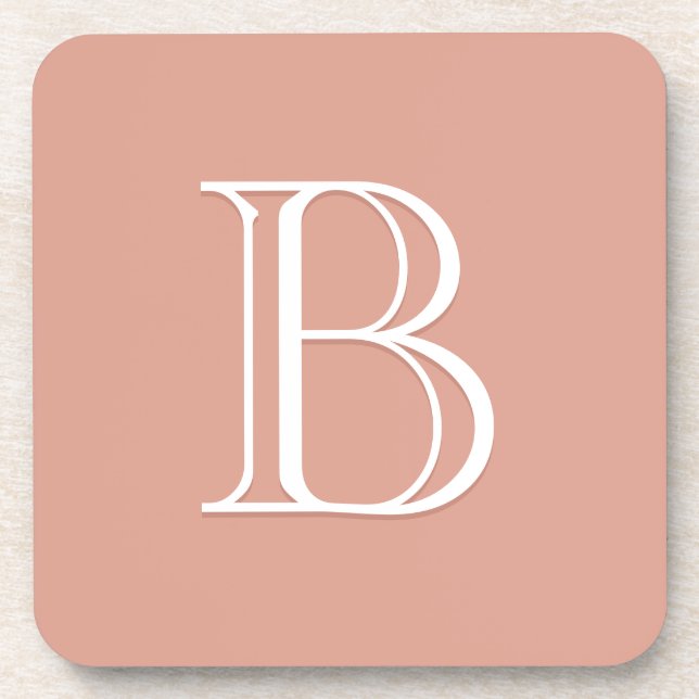 Dessous-de-verre Personnalisé Monogramme initial rose et blanc (Devant)