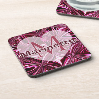 Dessous-de-verre Personnaliser motif géométrique en marbre rose min