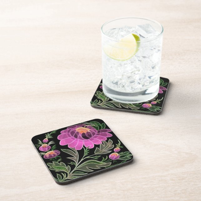 Dessous-de-verre Pétales roses Art Déco (Côté Droit)