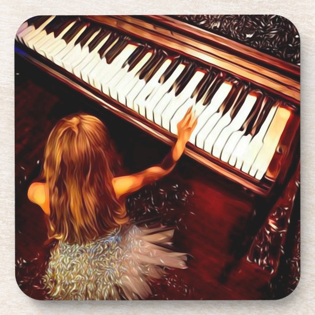 Dessous-de-verre Petite Fille Jouant Piano (Devant)