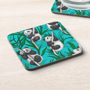 Dessous-de-verre Petits panda turquoise