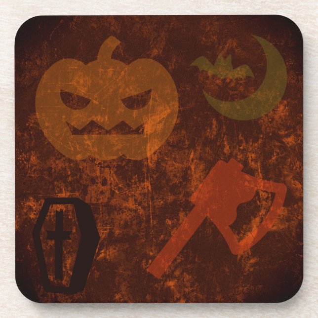 Dessous-de-verre Peurs d'Halloween sur Eerie Arrière - plan (Devant)