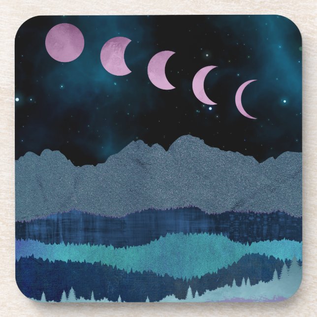 Dessous-de-verre Phases de lune rose Paysage (Devant)