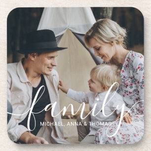 Dessous-de-verre Photo de famille personnalisée avec nom personnali