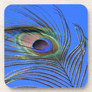 Dessous-de-verre Photographie d'une plume de paon