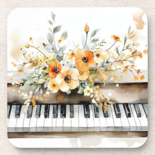Dessous-de-verre Piano Keys Golden Floral Bouquet