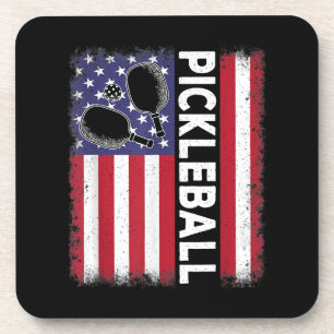 Dessous-de-verre Pickleball American Flag Drôle amusant Pickleball 