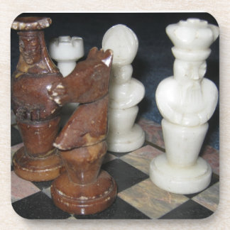 Dessous-de-verre Pièces d'échecs en marbre