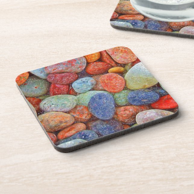 Dessous-de-verre Pierre colorée, galets, rochers (Côté gauche)