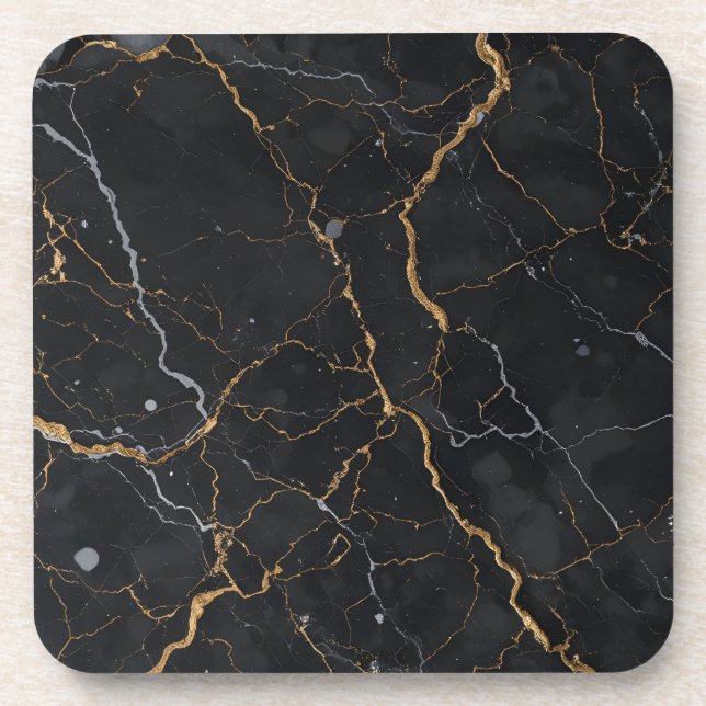 Dessous-de-verre Pierre noire avec veines or et argent (Devant)
