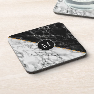 Dessous-de-verre Pierre noire et Marbre blanc tendance - Ajouter vo