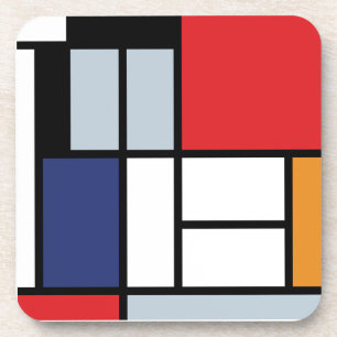 Dessous-de-verre Piet Mondrian - Composition avec grand plan rouge