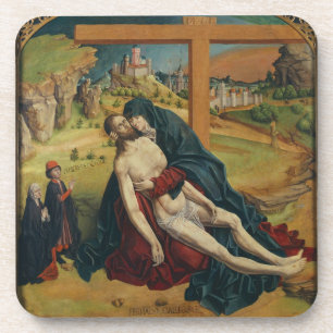 Dessous-de-verre Pieta avec deux donateurs (huile sur le panneau)