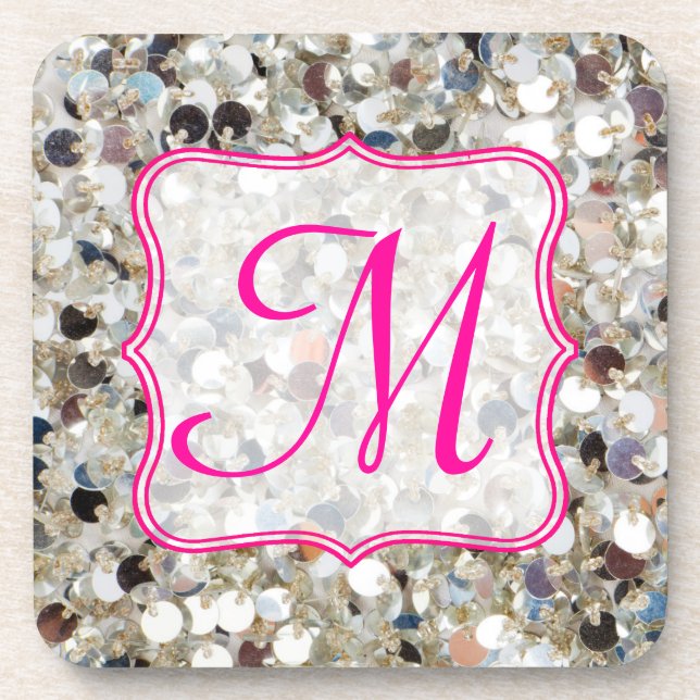 Dessous-de-verre Pile de Parties scintillant Monogramme Dessous de  (Devant)
