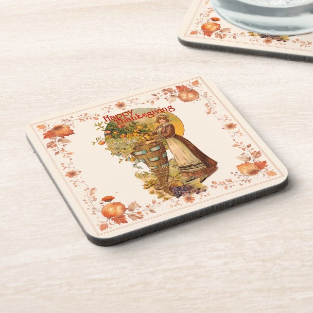 Dessous-de-verre Pilgrim Girl Thanksgiving (Côté gauche)