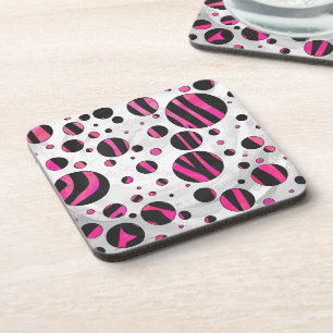 Dessous-de-verre Piloka Dot Zebra noir et rose chaud