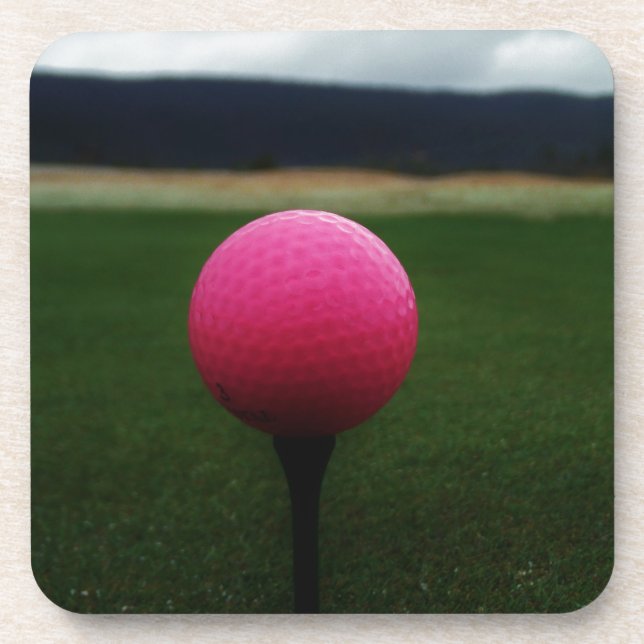 Dessous-de-verre Pink Golf Ball sur un terrain de golf de montagne (Devant)