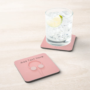 Dessous-de-verre Pink Headphones with Wires
