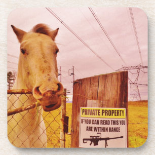 Dessous-de-verre Pink Private Property Horse