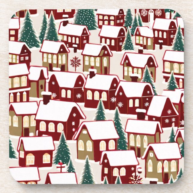 Dessous-de-verre Pique-nique de Noël village de Noël (Devant)