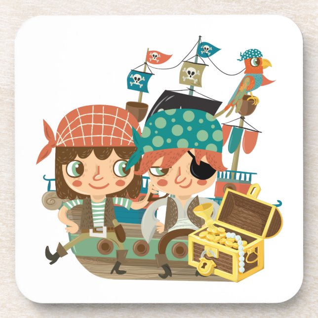 Dessous-de-verre Pirates avec le trésor (Devant)