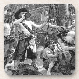 Dessous-de-verre Pirates vintages Lutte et boisson sur le navire