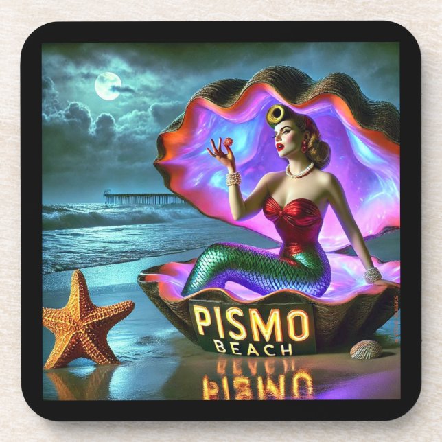 DESSOUS-DE-VERRE PISMO BEACH MERMAID. SÉRIE 1 NUMÉRO 1. (Devant)