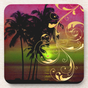 Dessous-de-verre PixDezines coucher de soleil hula+volutes de filig