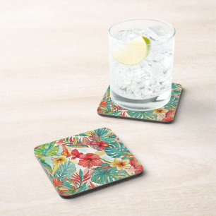 Dessous-de-verre PixDezines Rétro Hyper H2 Floral Hawaïen Feuillage