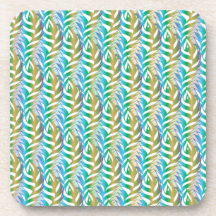 Dessous-de-verre Plage turquoise motif en plume amusante.