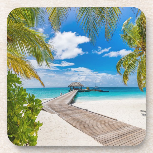 Dessous-de-verre Plages tropicales | Jetty en bois des Maldives (Devant)
