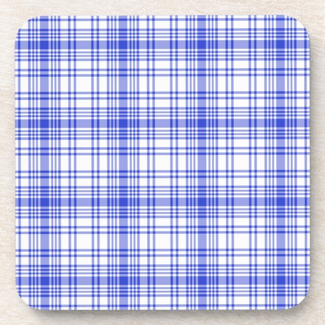 Dessous-de-verre Plaid blanc bleu 2 (Devant)