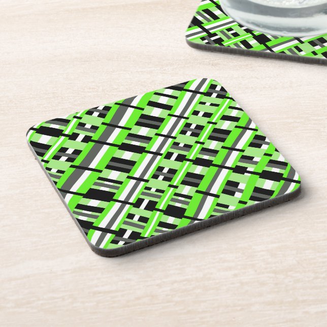 Dessous-de-verre Plaid en Lime vert, noir et gris (Côté gauche)