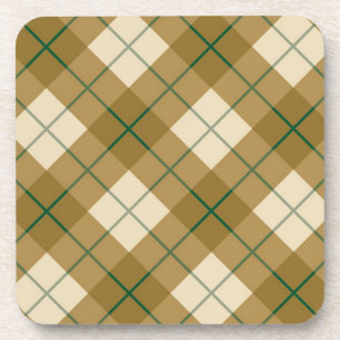 Dessous-de-verre Plaid polarisé en or avec la rayure verte