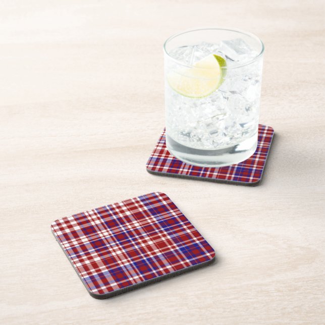 Dessous-de-verre Plaid, Rouge, Blanc, Coll Bleu. 01 DESSOUS DE VERR (Côté Droit)