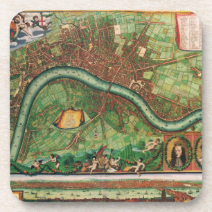 Dessous-de-verre Plan antique des rues de Londres par Johannes de R
