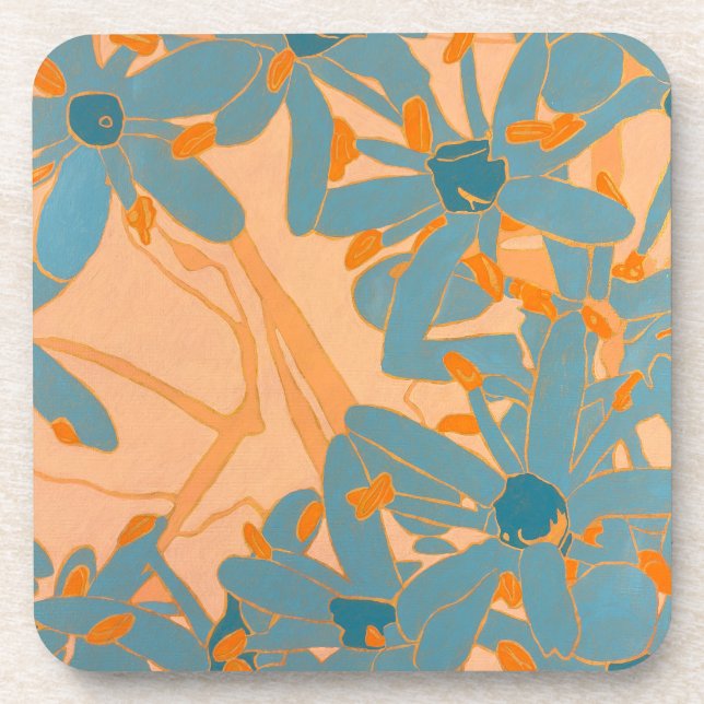 Dessous-de-verre Plastic Coaster Contemporary Leaf Design in Peach (Devant)