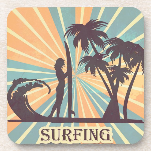 Dessous de verre Plastique dur Surfer Girl (Devant)