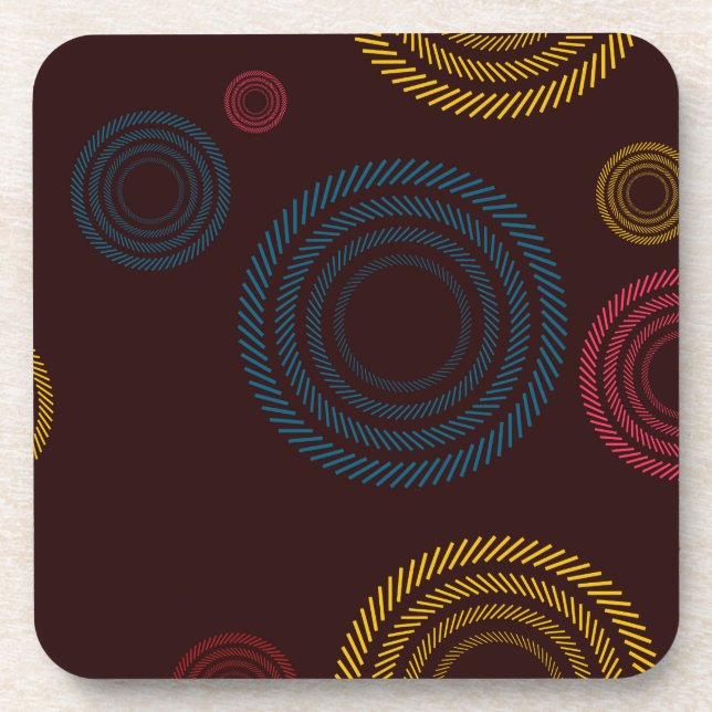 Dessous-de-verre Playful, coloré, tendance, cercles rayés cool (Devant)