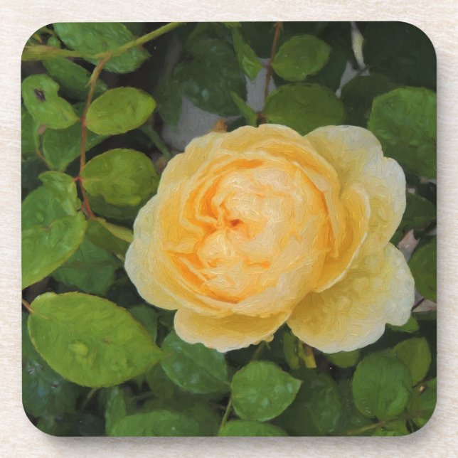 Dessous-de-verre Pluies sur Rose jaune (Devant)