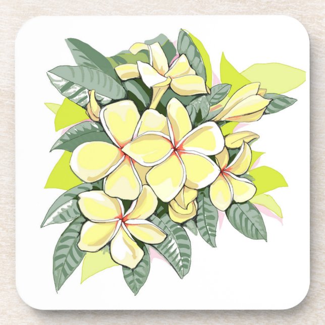 Dessous de verre Plumeria Ensemble de 6 (Devant)