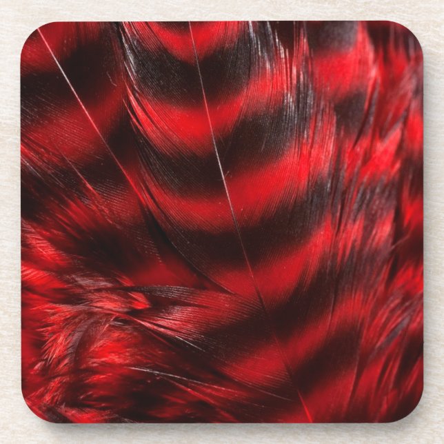 Dessous-de-verre Plumes rouges et noires douces (Devant)