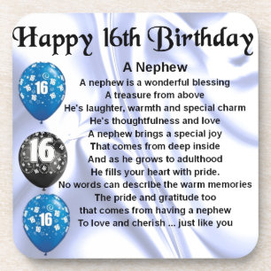 Dessous-de-verre Poème de neveu - 16ème anniversaire