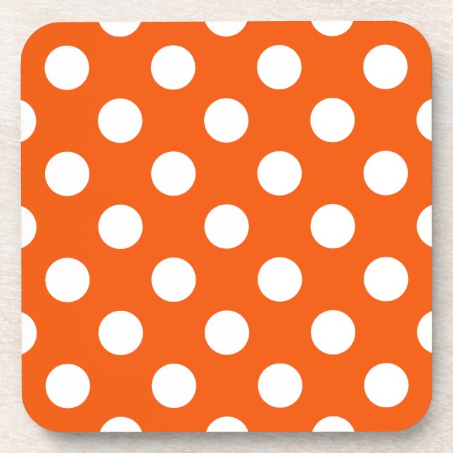 Dessous-de-verre Pois blancs sur orange (Devant)