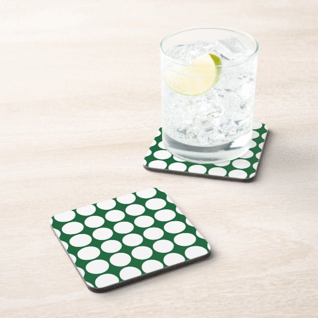 Dessous-de-verre Pois blancs sur vert (Côté Droit)