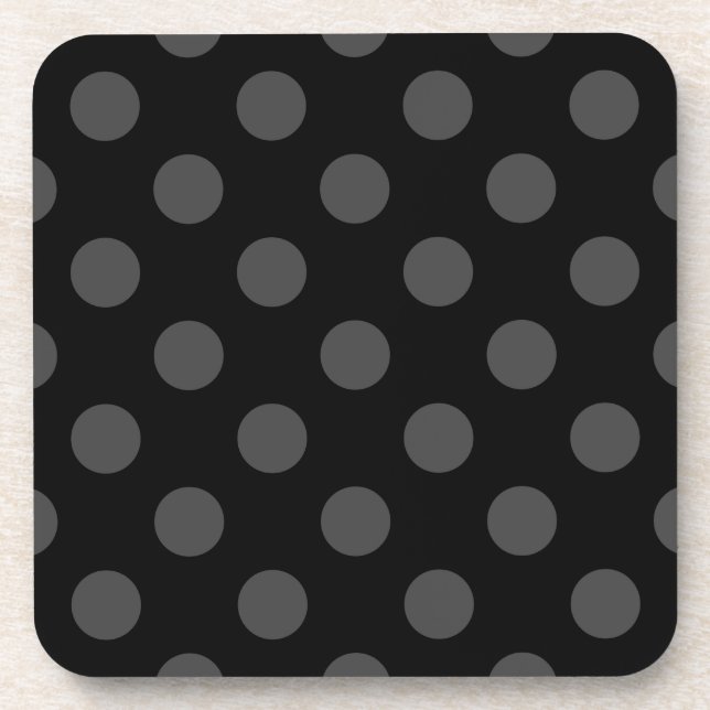 Dessous-de-verre Pois gris sur noir (Devant)