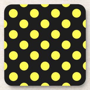 Dessous-de-verre Pois jaunes sur fond noir
