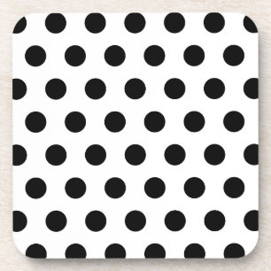 Dessous-de-verre Pois noirs et blancs personnalisés