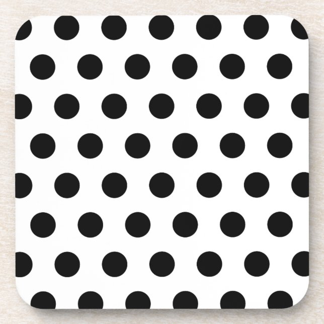 Dessous-de-verre Pois noirs et blancs personnalisés (Devant)