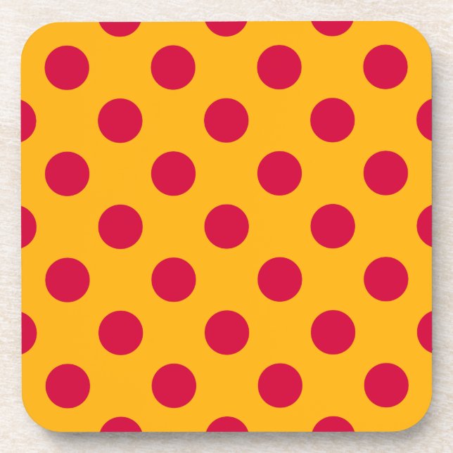 Dessous-de-verre Pois rouges sur jaune (Devant)